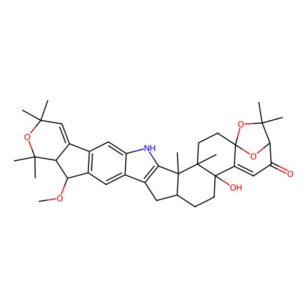 2D Structure of (1S,4R,5S,16R,17S,23S,26S,30R)-26-hydroxy-17-methoxy-4,5,13,13,15,15,31,31-octamethyl-14,32,33-trioxa-7-azanonacyclo[28.2.1.01,27.04,26.05,23.06,21.08,20.010,18.011,16]tritriaconta-6(21),8,10(18),11,19,27-hexaen-29-one