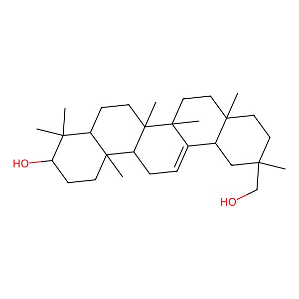 2D Structure of (3S,4aR,6aR,6bS,8aS,11S,12aR,14aR,14bR)-11-(hydroxymethyl)-4,4,6a,6b,8a,11,14b-heptamethyl-1,2,3,4a,5,6,7,8,9,10,12,12a,14,14a-tetradecahydropicen-3-ol