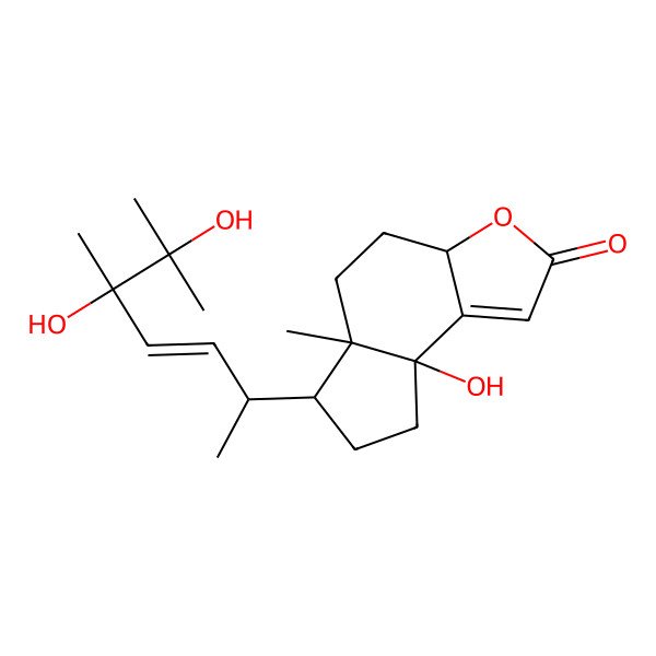 2D Structure of 6-(5,6-Dihydroxy-5,6-dimethylhept-3-en-2-yl)-8a-hydroxy-5a-methyl-3a,4,5,6,7,8-hexahydrocyclopenta[e][1]benzofuran-2-one