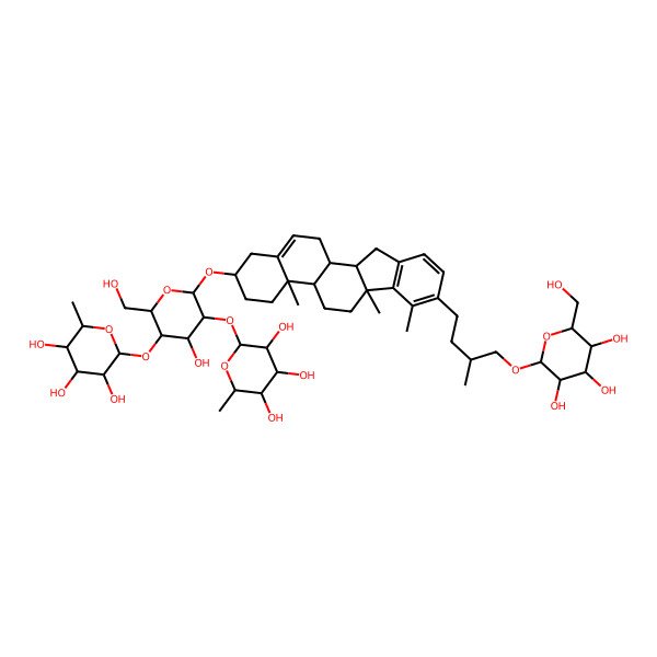 2D Structure of 2-[6-[[4a,6a,7-trimethyl-8-[3-methyl-4-[3,4,5-trihydroxy-6-(hydroxymethyl)oxan-2-yl]oxybutyl]-2,3,4,4b,5,6,11,11a,11b,12-decahydro-1H-indeno[2,1-a]phenanthren-2-yl]oxy]-4-hydroxy-2-(hydroxymethyl)-5-(3,4,5-trihydroxy-6-methyloxan-2-yl)oxyoxan-3-yl]oxy-6-methyloxane-3,4,5-triol