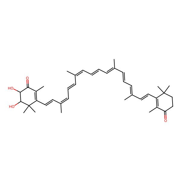 2D Structure of (5R,6S)-5,6-dihydroxy-2,4,4-trimethyl-3-[(1E,3E,5E,7E,9E,11E,13E,15E,17E)-3,7,12,16-tetramethyl-18-(2,6,6-trimethyl-3-oxocyclohexen-1-yl)octadeca-1,3,5,7,9,11,13,15,17-nonaenyl]cyclohex-2-en-1-one