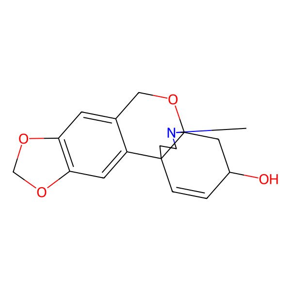 2D Structure of (1R,13R,15R)-20-methyl-5,7,12-trioxa-20-azapentacyclo[11.4.3.01,13.02,10.04,8]icosa-2,4(8),9,16-tetraen-15-ol