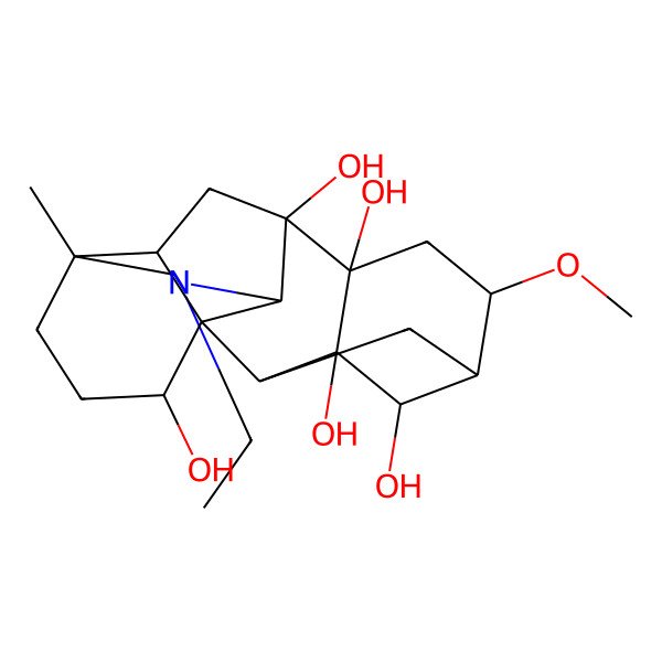 2D Structure of 11-Ethyl-6-methoxy-13-methyl-11-azahexacyclo[7.7.2.12,5.01,10.03,8.013,17]nonadecane-3,4,8,9,16-pentol