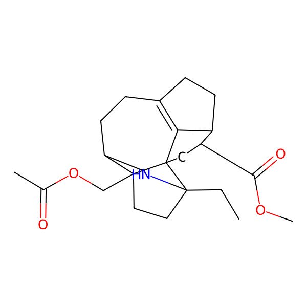 2D Structure of methyl (1R,2R,5S,8S,14R,15R)-2-(acetyloxymethyl)-5-ethyl-6-azapentacyclo[9.5.1.01,5.02,8.014,17]heptadec-11(17)-ene-15-carboxylate