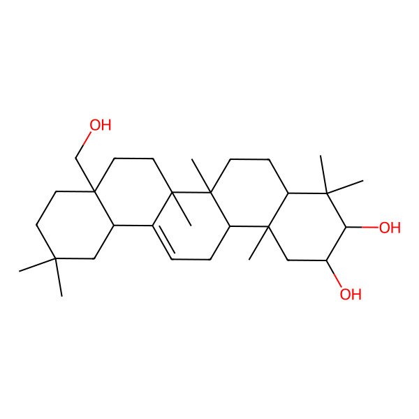 2D Structure of 8a-(Hydroxymethyl)-4,4,6a,6b,11,11,14b-heptamethyl-1,2,3,4a,5,6,7,8,9,10,12,12a,14,14a-tetradecahydropicene-2,3-diol