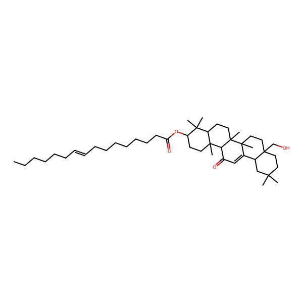 2D Structure of [(3S,4aR,6aR,6bS,8aS,12aS,14aR,14bS)-8a-(hydroxymethyl)-4,4,6a,6b,11,11,14b-heptamethyl-14-oxo-2,3,4a,5,6,7,8,9,10,12,12a,14a-dodecahydro-1H-picen-3-yl] (Z)-hexadec-9-enoate