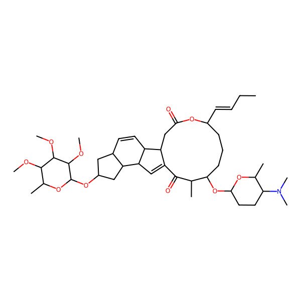 2D Structure of 19-But-1-enyl-15-[5-(dimethylamino)-6-methyloxan-2-yl]oxy-14-methyl-7-(3,4,5-trimethoxy-6-methyloxan-2-yl)oxy-20-oxatetracyclo[10.10.0.02,10.05,9]docosa-3,11-diene-13,21-dione