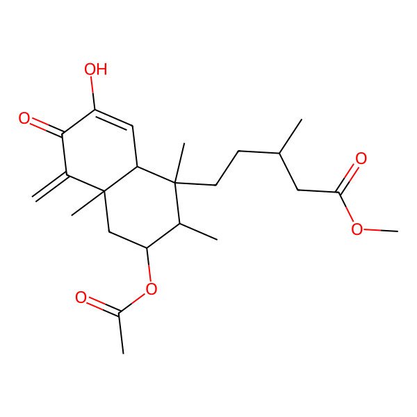 2D Structure of methyl (3R)-5-[(1R,2S,3S,4aS,8aR)-3-acetyloxy-7-hydroxy-1,2,4a-trimethyl-5-methylidene-6-oxo-2,3,4,8a-tetrahydronaphthalen-1-yl]-3-methylpentanoate