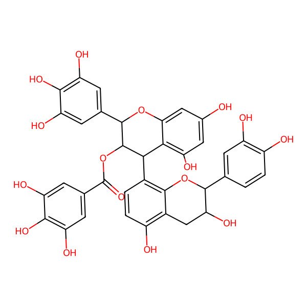 2D Structure of [4-[2-(3,4-dihydroxyphenyl)-3,5-dihydroxy-3,4-dihydro-2H-chromen-8-yl]-5,7-dihydroxy-2-(3,4,5-trihydroxyphenyl)-3,4-dihydro-2H-chromen-3-yl] 3,4,5-trihydroxybenzoate