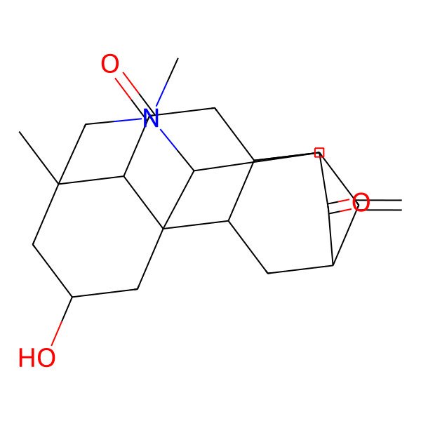 2D Structure of (1R,3S,5R,8R,9S,11S,14R,17R,18R)-3-hydroxy-5,7-dimethyl-12-methylidene-7-azahexacyclo[9.6.2.01,8.05,17.09,14.014,18]nonadecane-10,16-dione