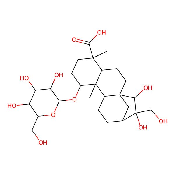 2D Structure of 14,15-Dihydroxy-14-(hydroxymethyl)-5,9-dimethyl-8-[3,4,5-trihydroxy-6-(hydroxymethyl)oxan-2-yl]oxytetracyclo[11.2.1.01,10.04,9]hexadecane-5-carboxylic acid
