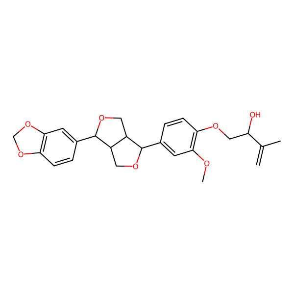 2D Structure of 1-[4-[3-(1,3-Benzodioxol-5-yl)-1,3,3a,4,6,6a-hexahydrofuro[3,4-c]furan-6-yl]-2-methoxyphenoxy]-3-methylbut-3-en-2-ol