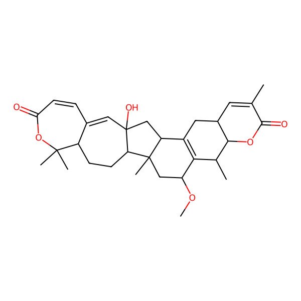 2D Structure of (1R,2S,5R,13R,15R,18S,23S,24S,26S)-13-hydroxy-26-methoxy-1,6,6,20,24-pentamethyl-7,22-dioxahexacyclo[13.12.0.02,13.05,11.016,25.018,23]heptacosa-9,11,16(25),19-tetraene-8,21-dione
