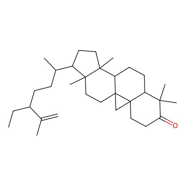 2D Structure of 15-(5-Ethyl-6-methylhept-6-en-2-yl)-7,7,12,16-tetramethylpentacyclo[9.7.0.01,3.03,8.012,16]octadecan-6-one