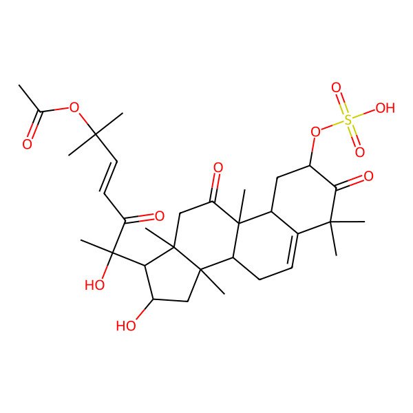 2D Structure of [6-hydroxy-6-(16-hydroxy-4,4,9,13,14-pentamethyl-3,11-dioxo-2-sulfooxy-2,7,8,10,12,15,16,17-octahydro-1H-cyclopenta[a]phenanthren-17-yl)-2-methyl-5-oxohept-3-en-2-yl] acetate