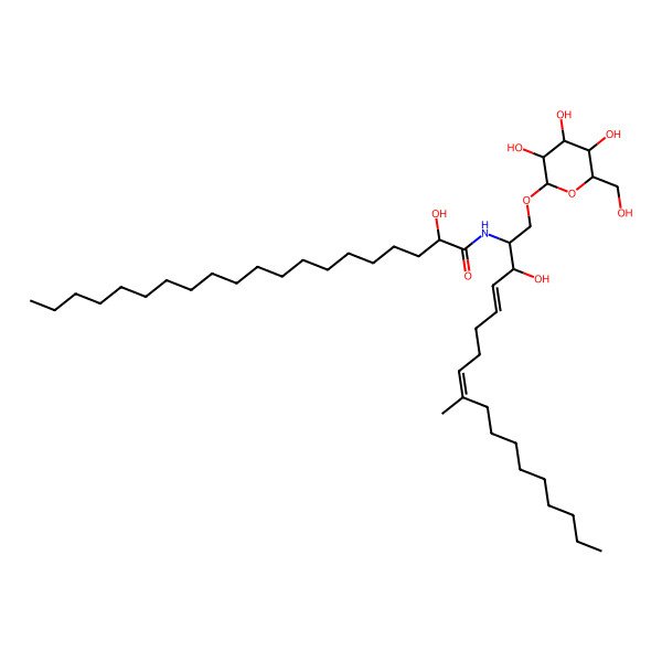 2D Structure of (2R)-2-hydroxy-N-[(2S,3R,4E,8E)-3-hydroxy-9-methyl-1-[(2R,3R,4S,5S,6R)-3,4,5-trihydroxy-6-(hydroxymethyl)oxan-2-yl]oxyoctadeca-4,8-dien-2-yl]icosanamide