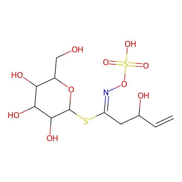 2D Structure of [(2R,3R,4S,5R,6S)-3,4,5-trihydroxy-6-(hydroxymethyl)oxan-2-yl] (1Z,3R)-3-hydroxy-N-sulfooxypent-4-enimidothioate
