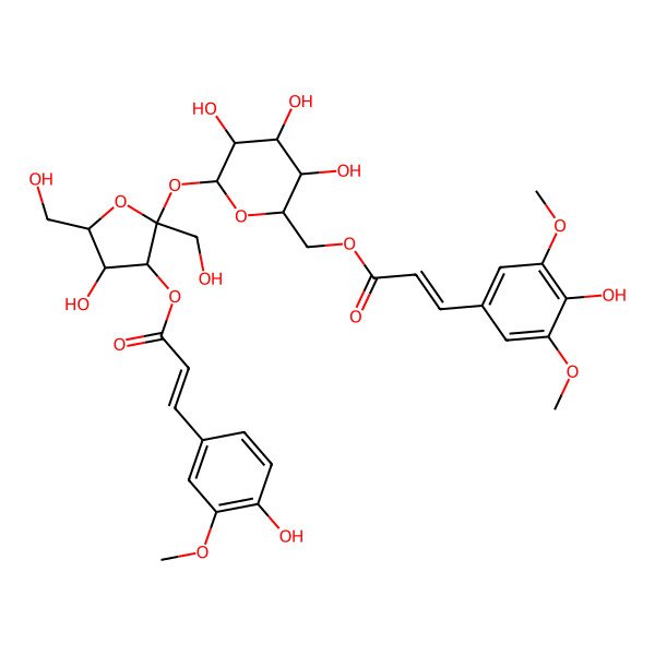 2D Structure of [4-Hydroxy-2,5-bis(hydroxymethyl)-2-[3,4,5-trihydroxy-6-[3-(4-hydroxy-3,5-dimethoxyphenyl)prop-2-enoyloxymethyl]oxan-2-yl]oxyoxolan-3-yl] 3-(4-hydroxy-3-methoxyphenyl)prop-2-enoate