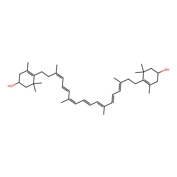 2D Structure of 4-[18-(4-Hydroxy-2,6,6-trimethylcyclohexen-1-yl)-3,7,12,16-tetramethyloctadeca-3,5,7,9,11,13,15-heptaenyl]-3,5,5-trimethylcyclohex-3-en-1-ol