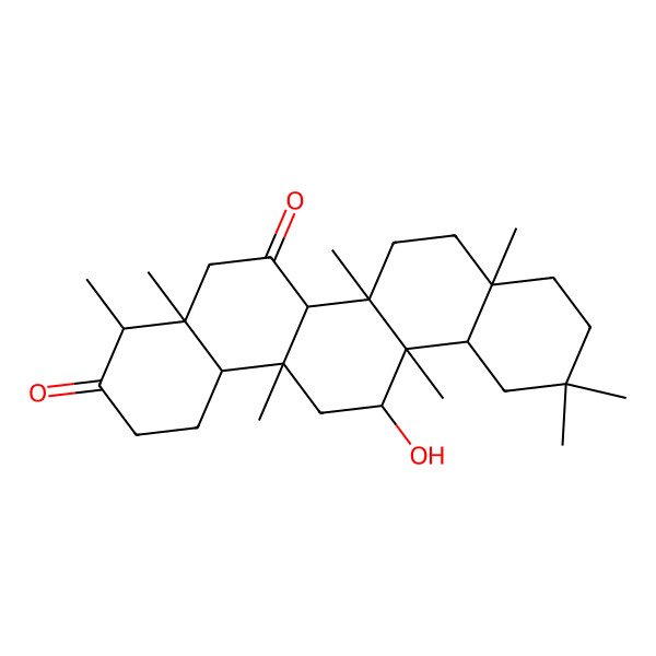 2D Structure of (4R,4aS,6aS,6aS,6bR,8aR,12aR,13S,14aS,14bR)-13-hydroxy-4,4a,6a,6b,8a,11,11,14a-octamethyl-1,2,4,5,6a,7,8,9,10,12,12a,13,14,14b-tetradecahydropicene-3,6-dione