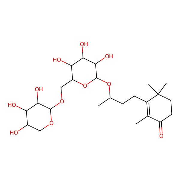 2D Structure of 2,4,4-Trimethyl-3-[3-[3,4,5-trihydroxy-6-[(3,4,5-trihydroxyoxan-2-yl)oxymethyl]oxan-2-yl]oxybutyl]cyclohex-2-en-1-one