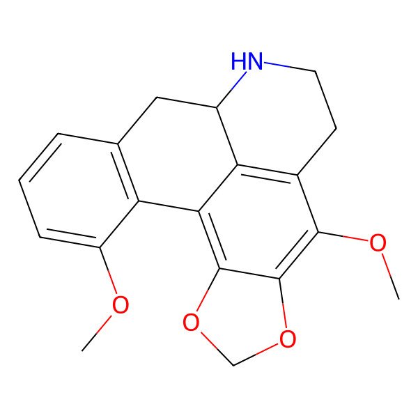 2D Structure of (12R)-7,18-dimethoxy-3,5-dioxa-11-azapentacyclo[10.7.1.02,6.08,20.014,19]icosa-1,6,8(20),14(19),15,17-hexaene