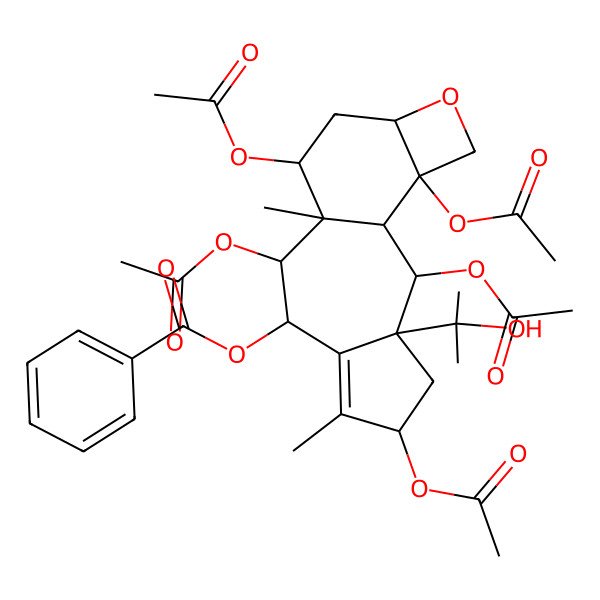 2D Structure of [2,5,9,11,16-Pentaacetyloxy-3-(2-hydroxypropan-2-yl)-6,10-dimethyl-14-oxatetracyclo[8.6.0.03,7.013,16]hexadec-6-en-8-yl] benzoate