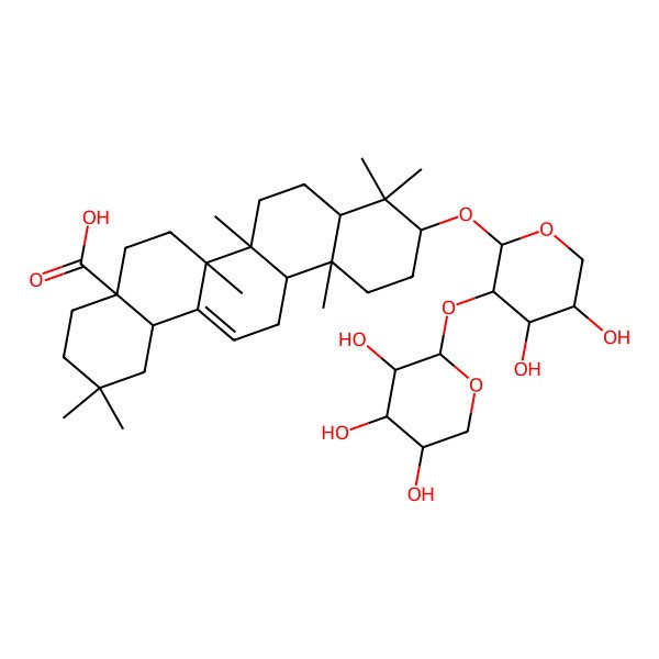 2D Structure of 10-[4,5-Dihydroxy-3-(3,4,5-trihydroxyoxan-2-yl)oxyoxan-2-yl]oxy-2,2,6a,6b,9,9,12a-heptamethyl-1,3,4,5,6,6a,7,8,8a,10,11,12,13,14b-tetradecahydropicene-4a-carboxylic acid