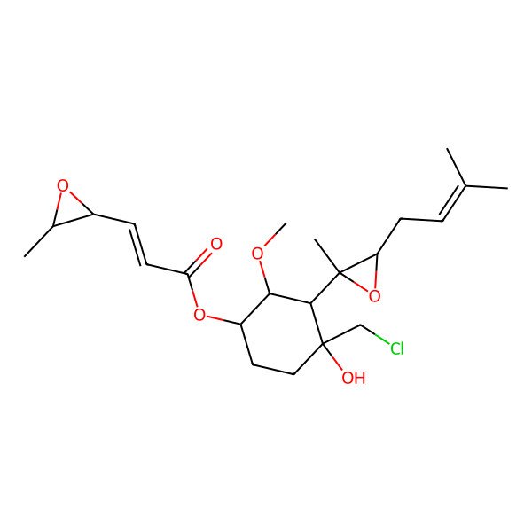 2D Structure of [4-(Chloromethyl)-4-hydroxy-2-methoxy-3-[2-methyl-3-(3-methylbut-2-enyl)oxiran-2-yl]cyclohexyl] 3-(3-methyloxiran-2-yl)prop-2-enoate