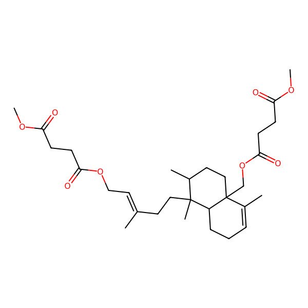 2D Structure of 4-O-[(E)-5-[(1S,2R,4aS,8aR)-4a-[(4-methoxy-4-oxobutanoyl)oxymethyl]-1,2,5-trimethyl-2,3,4,7,8,8a-hexahydronaphthalen-1-yl]-3-methylpent-2-enyl] 1-O-methyl butanedioate