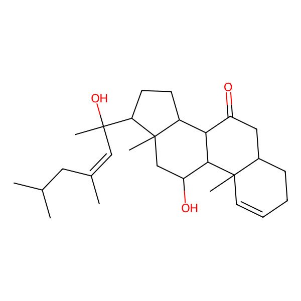 2D Structure of 11-Hydroxy-17-(2-hydroxy-4,6-dimethylhept-3-en-2-yl)-10,13-dimethyl-3,4,5,6,8,9,11,12,14,15,16,17-dodecahydrocyclopenta[a]phenanthren-7-one