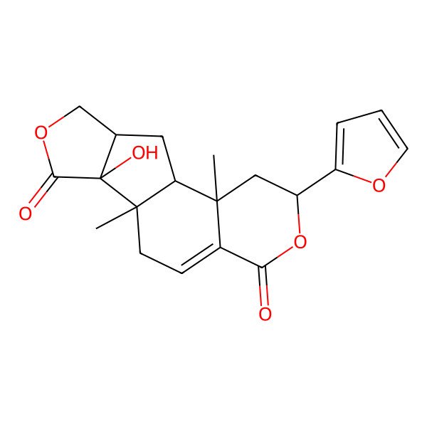 2D Structure of 4-(Furan-2-yl)-11-hydroxy-2,10-dimethyl-5,13-dioxatetracyclo[8.6.0.02,7.011,15]hexadec-7-ene-6,12-dione