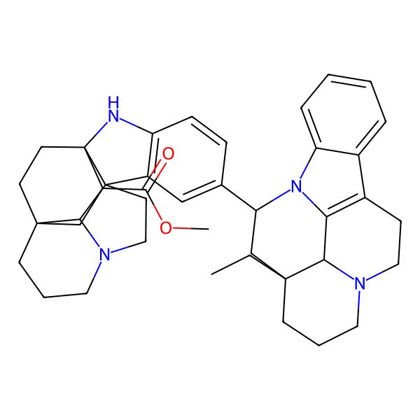 2D Structure of methyl (1S,9S,16S,18S,21R)-6-[(15R,17S,19R)-15-ethyl-1,11-diazapentacyclo[9.6.2.02,7.08,18.015,19]nonadeca-2,4,6,8(18)-tetraen-17-yl]-2,12-diazahexacyclo[14.2.2.19,12.01,9.03,8.016,21]henicosa-3(8),4,6-triene-18-carboxylate