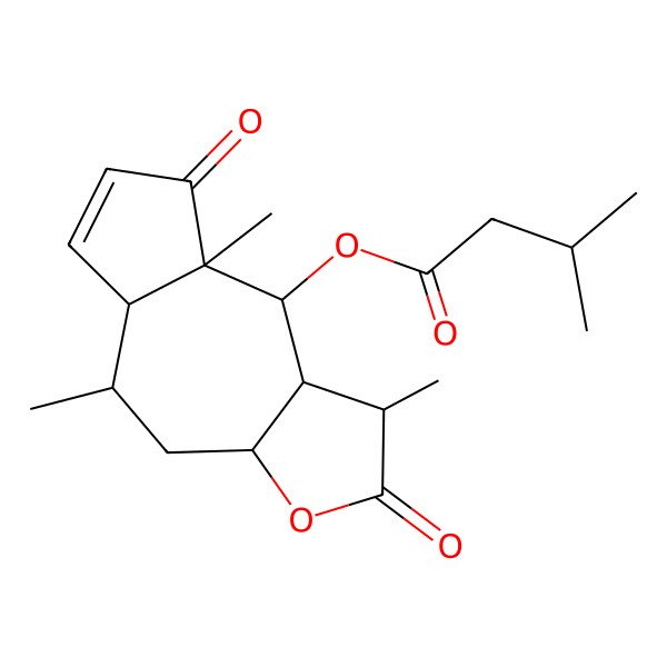 2D Structure of [(1S,3aR,5R,5aR,8aR,9R,9aR)-1,5,8a-trimethyl-2,8-dioxo-3a,4,5,5a,9,9a-hexahydro-1H-azuleno[6,5-b]furan-9-yl] 3-methylbutanoate