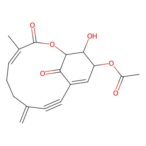 2D Structure of [(1R,4Z,13R,14S)-14-hydroxy-4-methyl-8-methylidene-3,15-dioxo-2-oxabicyclo[9.3.1]pentadeca-4,11-dien-9-yn-13-yl] acetate