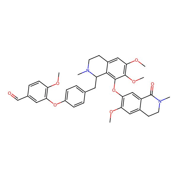 2D Structure of 3-[4-[[6,7-dimethoxy-8-[(6-methoxy-2-methyl-1-oxo-3,4-dihydroisoquinolin-7-yl)oxy]-2-methyl-3,4-dihydro-1H-isoquinolin-1-yl]methyl]phenoxy]-4-methoxybenzaldehyde