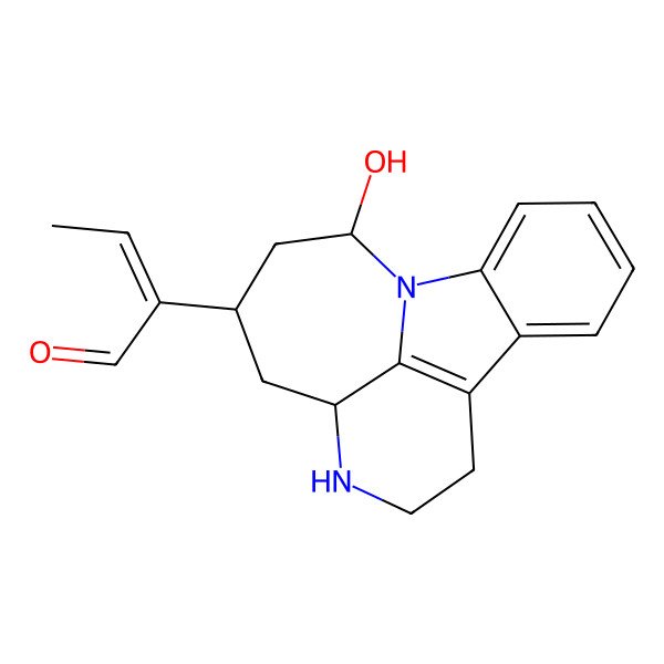 2D Structure of 2-(9-Hydroxy-4,10-diazatetracyclo[8.6.1.05,17.011,16]heptadeca-1(17),11,13,15-tetraen-7-yl)but-2-enal