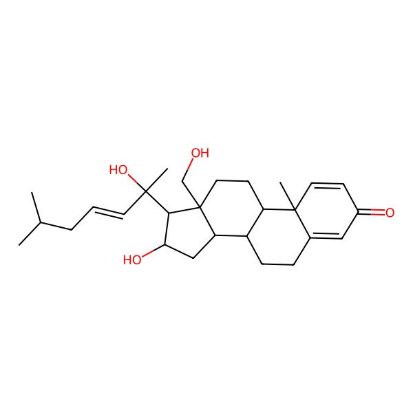 2D Structure of (8R,9S,10R,13R,14S,16S,17R)-16-hydroxy-13-(hydroxymethyl)-17-[(E,2S)-2-hydroxy-6-methylhept-3-en-2-yl]-10-methyl-6,7,8,9,11,12,14,15,16,17-decahydrocyclopenta[a]phenanthren-3-one