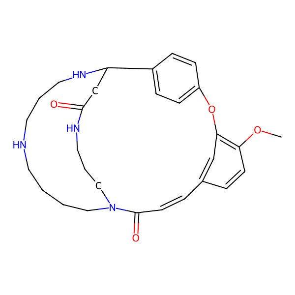 2D Structure of 8-Methoxy-6-oxa-15,20,24,27-tetrazatetracyclo[13.9.6.22,5.17,11]tritriaconta-2(33),3,5(32),7,9,11(31),12-heptaene-14,26-dione