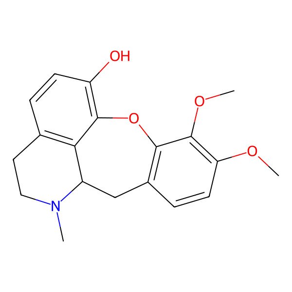 2D Structure of 4,5-Dimethoxy-11-methyl-2-oxa-11-azatetracyclo[8.7.1.03,8.014,18]octadeca-1(17),3(8),4,6,14(18),15-hexaen-17-ol