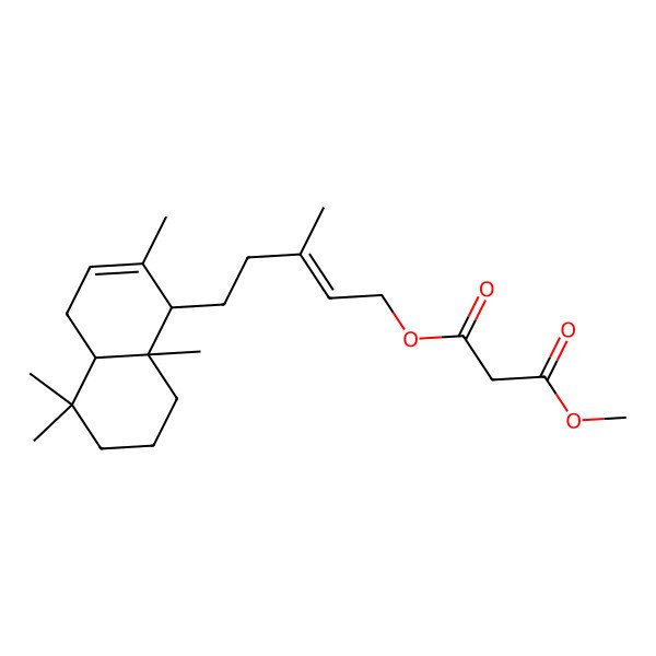 2D Structure of 3-O-[5-(2,5,5,8a-tetramethyl-1,4,4a,6,7,8-hexahydronaphthalen-1-yl)-3-methylpent-2-enyl] 1-O-methyl propanedioate