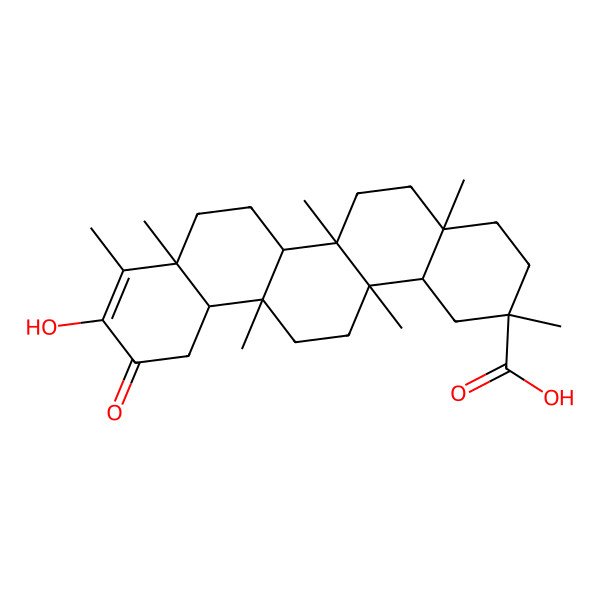 2D Structure of (2R,4aS,6aR,6aR,6bS,8aS,12aS,14aS,14bR)-10-hydroxy-2,4a,6a,6a,8a,9,14a-heptamethyl-11-oxo-3,4,5,6,6b,7,8,12,12a,13,14,14b-dodecahydro-1H-picene-2-carboxylic acid