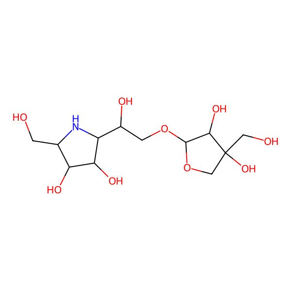 2D Structure of (2R,3R,4R,5R)-2-[(1S)-2-[(2R,3R,4R)-3,4-dihydroxy-4-(hydroxymethyl)oxolan-2-yl]oxy-1-hydroxyethyl]-5-(hydroxymethyl)pyrrolidine-3,4-diol
