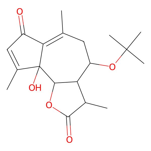 2D Structure of (3S,3aR,4S,9aR,9bS)-9a-hydroxy-3,6,9-trimethyl-4-[(2-methylpropan-2-yl)oxy]-3a,4,5,9b-tetrahydro-3H-azuleno[4,5-b]furan-2,7-dione