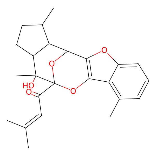 2D Structure of 1-[(1S,12R,13S,14R,17S,18S)-13-hydroxy-8,13,17-trimethyl-3,11,19-trioxapentacyclo[10.6.1.02,10.04,9.014,18]nonadeca-2(10),4,6,8-tetraen-12-yl]-3-methylbut-2-en-1-one
