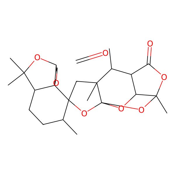 2D Structure of 5,6,6',6',9',10-hexamethylspiro[2,9,12,13-tetraoxatetracyclo[8.2.1.01,5.07,11]tridecane-3,10'-4,4a,6a,7,8,9-hexahydro-1H-pyrano[3,4-i][2]benzofuran]-3',8-dione