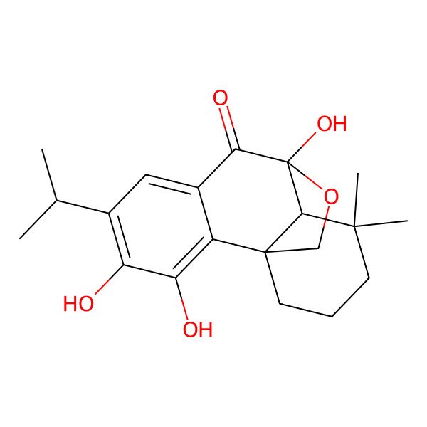 2D Structure of 3,4,9-Trihydroxy-11,11-dimethyl-5-propan-2-yl-16-oxatetracyclo[7.5.2.01,10.02,7]hexadeca-2,4,6-trien-8-one