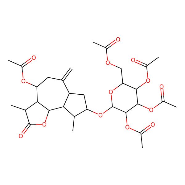 2D Structure of [3,4,5-Triacetyloxy-6-[(4-acetyloxy-3,9-dimethyl-6-methylidene-2-oxo-3,3a,4,5,6a,7,8,9,9a,9b-decahydroazuleno[4,5-b]furan-8-yl)oxy]oxan-2-yl]methyl acetate
