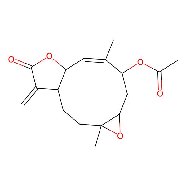 2D Structure of [(1S,4S,6R,8S,9Z,11R)-4,9-dimethyl-14-methylidene-13-oxo-5,12-dioxatricyclo[9.3.0.04,6]tetradec-9-en-8-yl] acetate