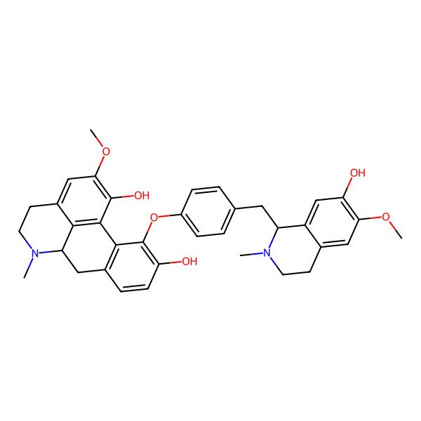 2D Structure of (6aR)-11-[4-[[(1S)-7-hydroxy-6-methoxy-2-methyl-3,4-dihydro-1H-isoquinolin-1-yl]methyl]phenoxy]-2-methoxy-6-methyl-5,6,6a,7-tetrahydro-4H-dibenzo[de,g]quinoline-1,10-diol